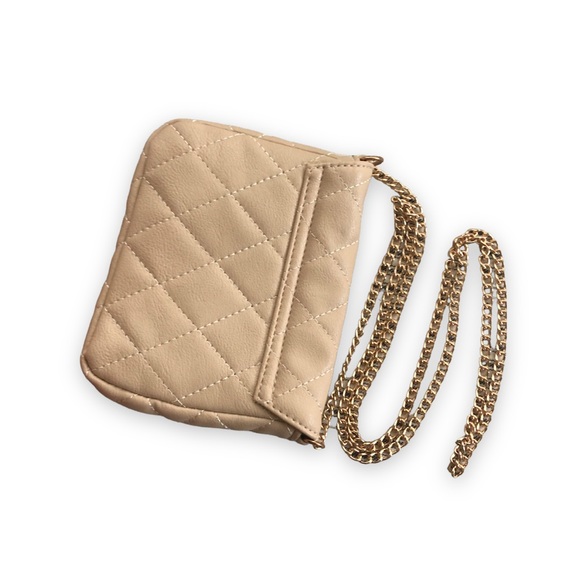 Cream Quilted Crossbody Bag with Gold Chain Strap - Picture 5 of 7